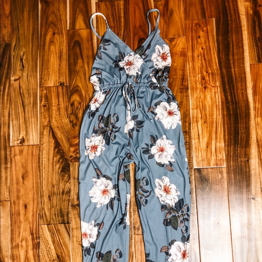 Blue Floral Jumpsuit
